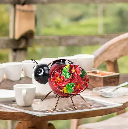 Miniatura 2 de MUMTOP Lámpara Solar, Luces LED Solares Impermeables al Aire Libre, Decorativas, Soporte de Mesa en Forma de Mariquita, para Decoración de Patio