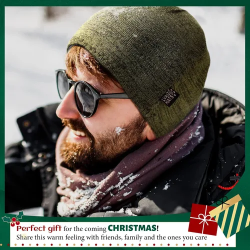 Miniatura 6 de Lvaiz - Gorro de invierno con forro polar para hombre, reversible, resistente al viento, cálido, para mujer
