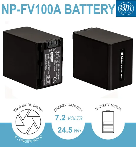 Miniatura 2 de BM Premium NP-FV100A - Batería de alta capacidad para Sony FDR-AX30 FDR-AX33 FDR-AX53 FDR-AX700 FDR-AX100 FDR-AX35 HXR-MC50 HXR-MC88 HX-RNX80