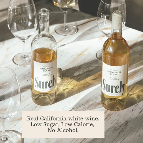 Miniatura 5 de Surely Vino sin alcohol, desalcoholizado California Sauvignon Blanc, 0.11 oz de azúcar, 50 calorías, sin gluten, sabe como lo real sin la resaca