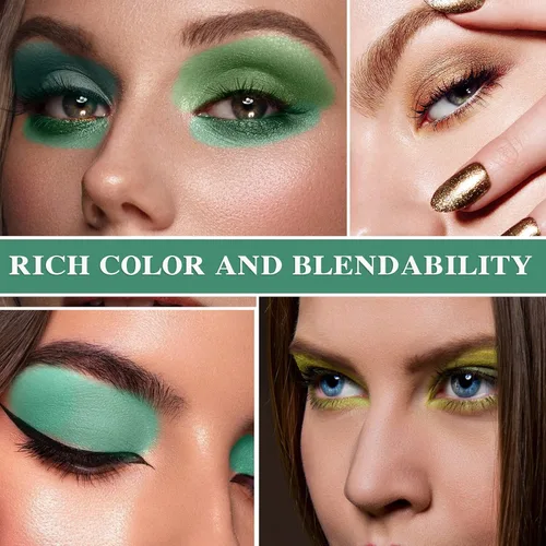 Miniatura 5 de Paleta de sombra de ojos verde brillante de 16 colores, paleta de sombra de ojos metálica mate impermeable, paleta de sombra de ojos altamente