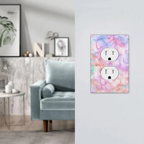 Miniatura 7 de Cubiertas decorativas para placa de interruptor, bonita textura de mármol, receptáculo de 1 banda, placa de pared dúplex, cubierta de interruptor