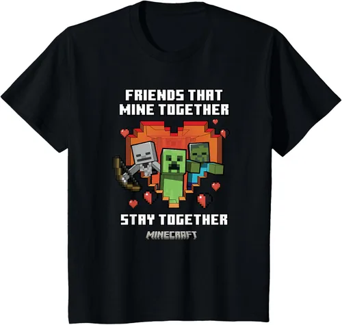 Miniatura 35 de Minecraft Camiseta de San Valentín Friends That Mine Together Mobs, Negro