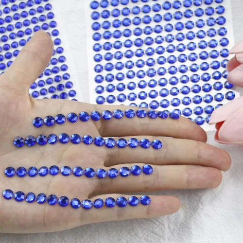 Miniatura 7 de 1799 piezas 4 hojas de pegatinas de diamantes de imitación 3/4/5/6 mm, autoadhesivas, para maquillaje de cara, ojos, cabello y cuerpo