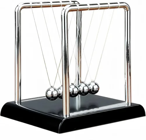 Miniatura 8 de Péndulo de Newton con Bolas de Equilibrio, Bolas Cinéticas Oscilantes con Base Negra, Herramienta de Aprendizaje Educativo de Ciencia Física