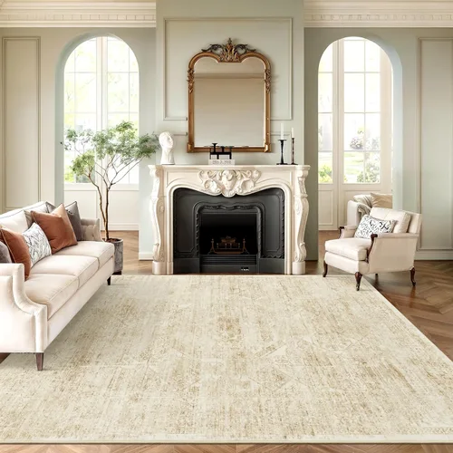 Miniatura 239 de Alfombra de pasillo Soalmost 2'6" x 10' lavable, alfombra antideslizante para cocina, baño, lavandería, alfombras vintage ultra delgadas para Beige