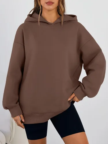 Miniatura 2 de Trendy Queen Sudaderas con capucha de gran tamaño para mujer, cómodas sudaderas de otoño a la moda 2025, trajes casuales de forro polar con bolsillos