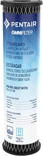 Pentair OMNIFilter TO1 - Filtro de agua de carbono, 10 pulgadas, cartucho de filtro de repuesto estándar para toda la casa para sedimentos y sabor y