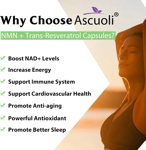Miniatura 6 de NMN sublingual 500mg + Trans-Resveratrol 400mg, fórmula avanzada 3 en 1 99% puro suplemento de NMN y resveratrol para aumentar* NAD, células, Verde