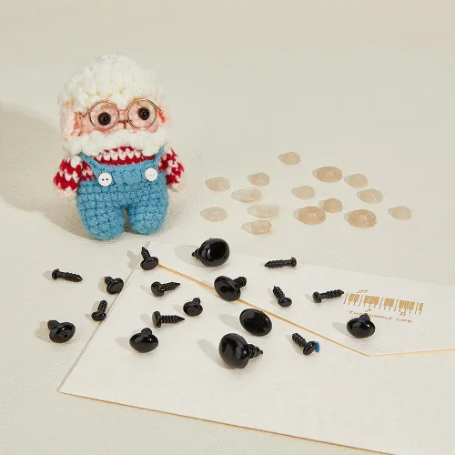 Miniatura 5 de SUPERFINDINGS 250 piezas de seguridad para ojos y narices con arandelas, 5 tamaños de 6/8/11/14/0.669 in, ojos ovalados de plástico y nariz