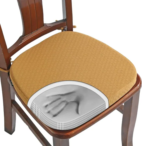 Miniatura 24 de BUYUE Cojines de Espuma Viscoelástica de Lujo para Sillas, Paquete de 6, Jacquard 16" en Forma de U, Cojines Cómodos para Sillas de Comedor, Borgoña