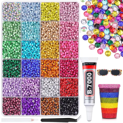 Miniatura 33 de 30000 diamantes de imitación de resina para deslumbrar con pegamento de joyería B7000, gemas de imitación doradas para manualidades, ropa, vasos