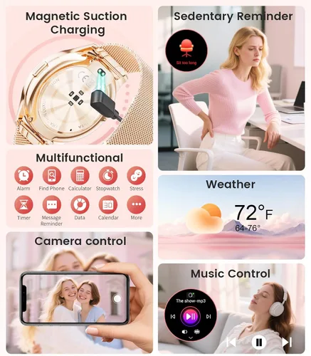 Miniatura 8 de Reloj inteligente para mujer con llamada de marca/respuesta, rastreador de actividad HD AMOLED de 1.43 pulgadas para Android iOS, reloj inteligente