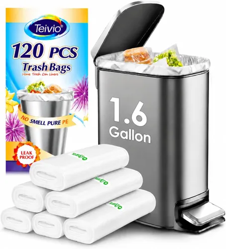 Miniatura 27 de Teivio - Bolsas de basura medianas sin perfume de 8 galones, 220 unidades, para bolsas de basura de 7, 8, 9 y 10 galones de grosor, bolsas