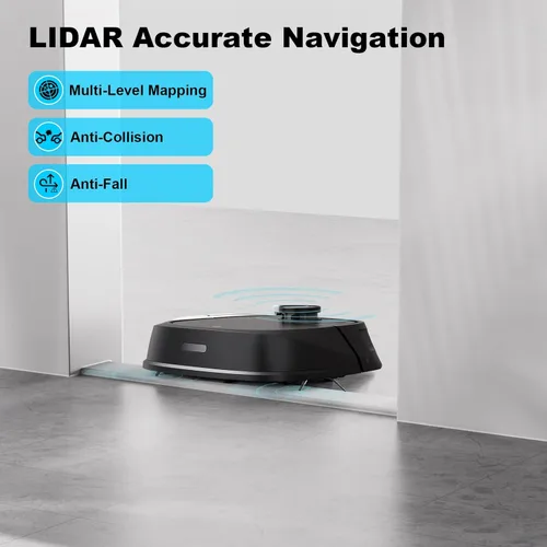Miniatura 5 de TECBOT LiDAR - Robot aspirador y trapeador M1 Pro - Aspiradora robótica para el hogar con pelo de mascotas, alfombras, suelos de madera dura, Negro