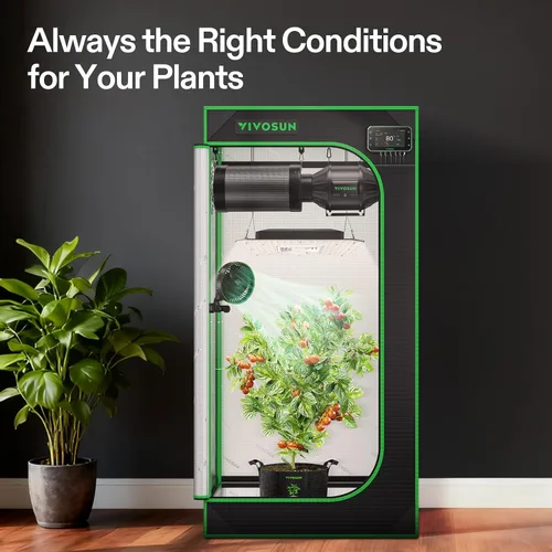 Miniatura 9 de VIVOSUN Smart Pro - Kit de tienda de cultivo de 2 x 2 pies, 1 planta, control automático integrado con WiFi con GrowHub E42A+, luz LED