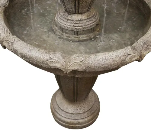 Miniatura 8 de Fuente de agua de piso al aire libre de 48" de alto, fuente de agua de hormigón de 3 niveles con bomba eléctrica sumergible - Cascada en cascada