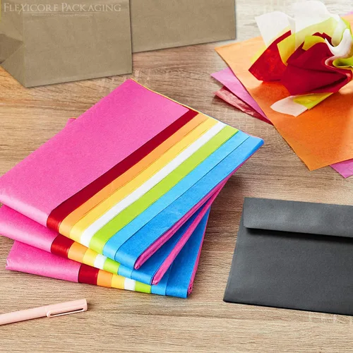Miniatura 2 de Papel de seda para regalo Flexicore Packaging®, tamaño: 38x50 centímetros, libre de ácido, en paquetes, manualidades, hazlo tú mismo.