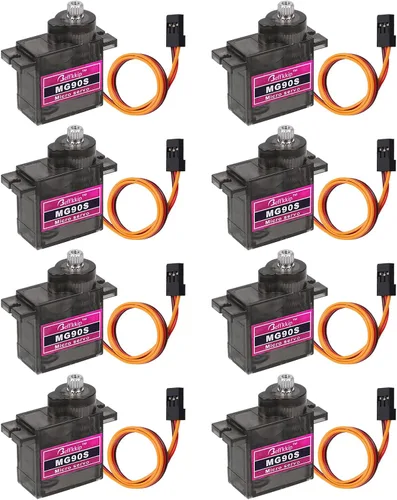 8PCS MG90S 0.32 oz Micro Servo Motor Metal Gear para RC Robot Car Avión Helicóptero Mini Servos para Arduino Project