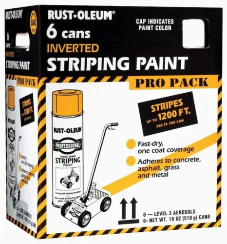 Miniatura 5 de Rust-Oleum P2548849-6PK Pintura en aerosol profesional para pintar rayas invertidas, 18 onzas, amarillo de tráfico, paquete de 6