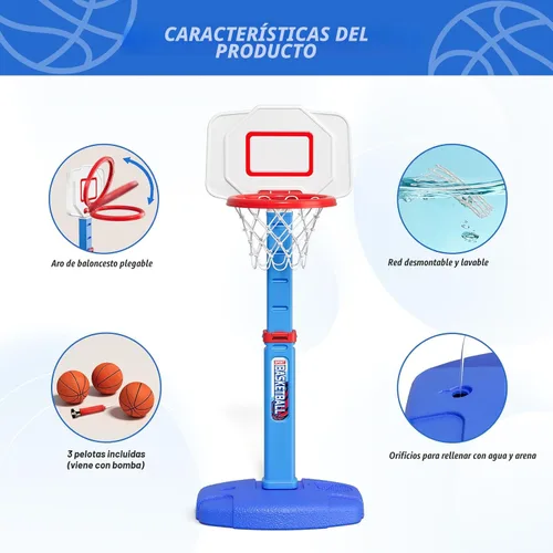 Miniatura 4 de HYES Aro de Baloncesto para Niños Pequeños, Aro de Baloncesto Interior de Altura Ajustable para Niños de 1 a 3 Años, Mini Canasta de Baloncesto