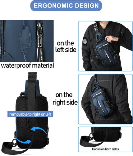 Miniatura 38 de Mochila cruzada pequeña negra para hombre y mujer, H-Negro, S, Moda