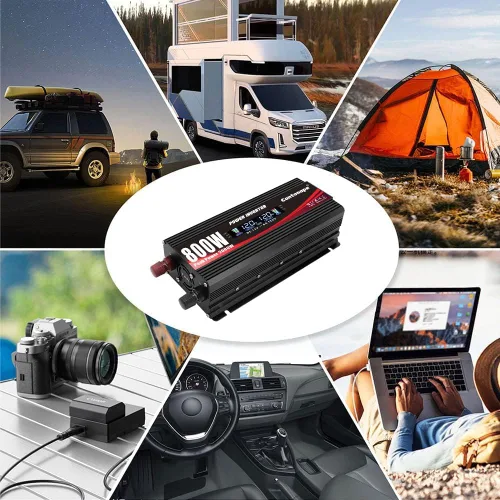 Miniatura 4 de Cantonape Inversor de corriente para automóvil de 800 W, CC 12 V a 110 V/120 V, convertidor de CA con pantalla LCD, salidas de CA duales y puerto