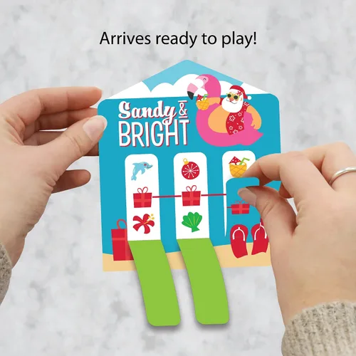Miniatura 2 de Big Dot of Happiness Tropical Christmas - Juego de 12 tarjetas de encurtidos para fiesta de vacaciones de Santa en la playa, pestañas de tracción 3