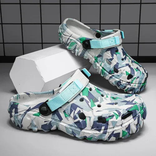 Miniatura 5 de ihinzry Zuecos de jardín para hombre, sandalias de playa para hombre, pantuflas de exterior con correa ajustable