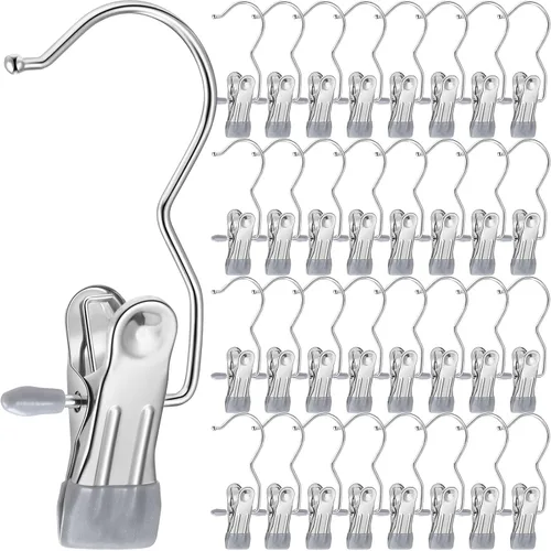 Miniatura 13 de 150 Piezas Ganchos Colgadores para Botas Clips Ganchos para Lavandería Colgadores de Acero Inoxidable Pinzas para Ropa Colgadores Portátiles