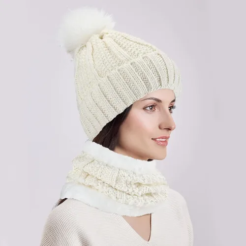 Miniatura 6 de SATINIOR Juego de 5 piezas de gorro de invierno y bufanda, guantes de forro polar cálido, gorro de punto, gorro de punto para pantalla táctil