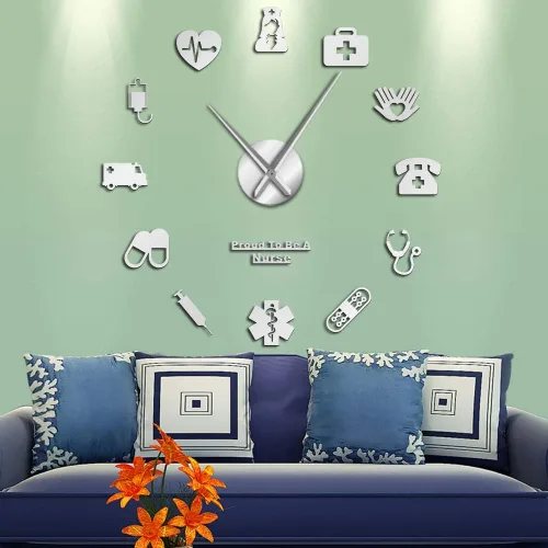 Miniatura 8 de XDG Proud to Be A Nurse Doctor & Nurse Kit DIY Relojes de pared grandes para oficina médica, hospital, decoración de pared, reloj de manos largas