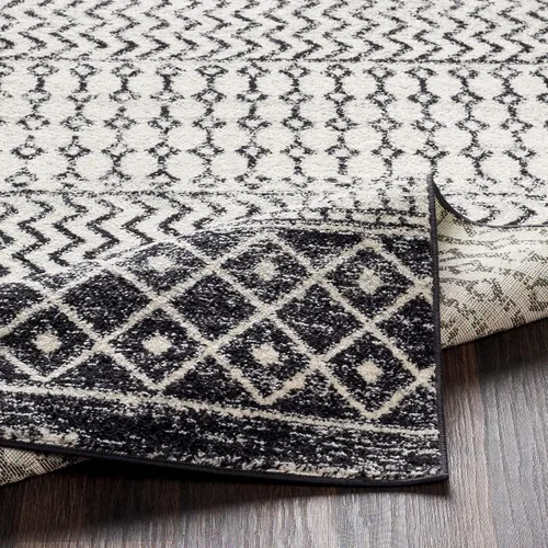 Miniatura 6 de Livabliss Alfombras de Área - Alfombra Chester Boho Marroquí Negra de 2x16 para Sala de Estar y Dormitorio - Alfombra Geométrica Blanca y Gris