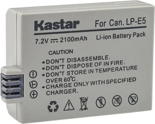 Kastar Paquete de 1 batería LP-E5 de 7.2 V 2100 mAh de repuesto para batería Canon LP-E5 LPE5, cargador Canon LC-E5, LC-E5C, LC-E5E