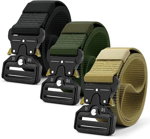 Miniatura 19 de DOOPAI Cinturón táctico para hombre, tela militar de nailon negro con hebilla de liberación rápida, ideal para el trabajo, senderismo 21-1 Negro