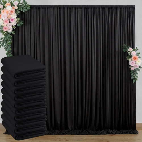 Miniatura 51 de Cortinas de telón de fondo blanco de 30 pies x 8 pies para fiestas de boda, 6 paneles de 5 pies x 8 pies, cortinas de fotografía de poliéster sin