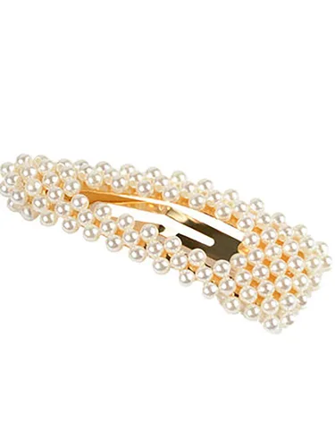 Miniatura 6 de Fodattm 2 pinzas para el pelo de perlas de imitación dulce, horquilla simple de aleación de moda BB accesorios para el cabello para mujeres