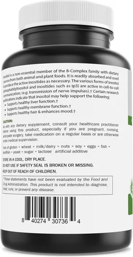 Miniatura 2 de Brieofood Myo Inositol 2000 mg por porción - 60 tabletas - Probado en laboratorio de terceros