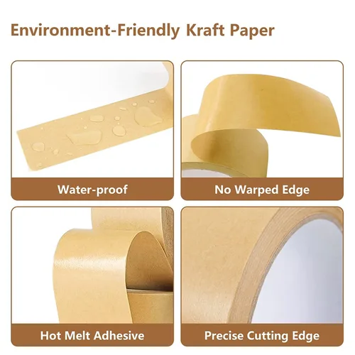 Miniatura 4 de TooCust Cinta de papel Kraft autoadhesiva,2 "X55YD,Cinta de papel marrón, Cinta de embalaje marrón biodegradable,Cinta de embalaje de papel