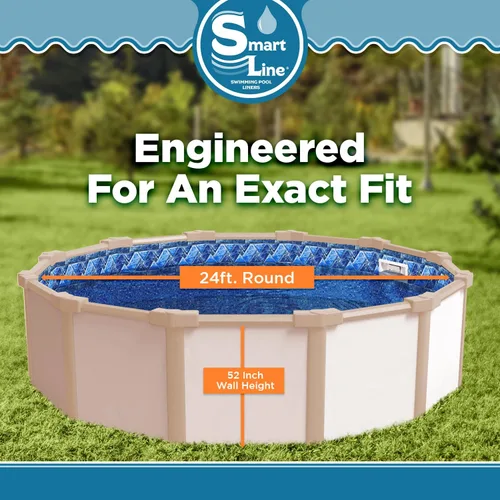 Miniatura 5 de Smartline - Revestimiento redondo de 24 pies para piscina, estilo Stone Harbor, Unibead, altura de pared de 52 pulgadas, vinilo de calibre 25