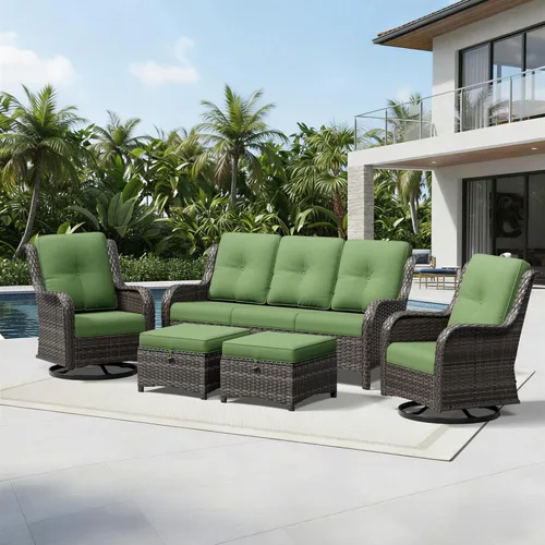 Miniatura 191 de Joyside Juego de sillas de mimbre para patio, juego de 3 piezas de mimbre para exteriores con 2 sillas reposabrazos y 1 mesa auxiliar para terraza