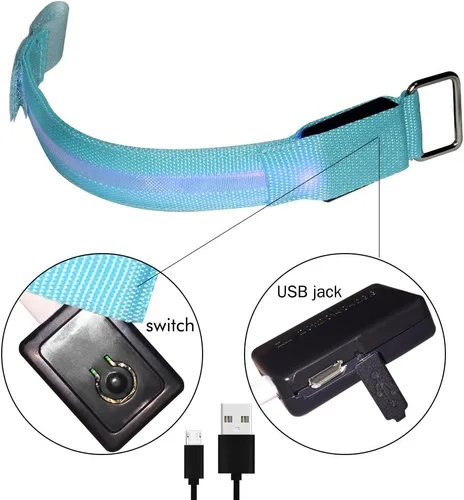 Miniatura 3 de Fashion&cool Banda LED de palmada, pulsera deportiva con luz recargable por USB, pulseras ajustables que brillan en la oscuridad para hombres