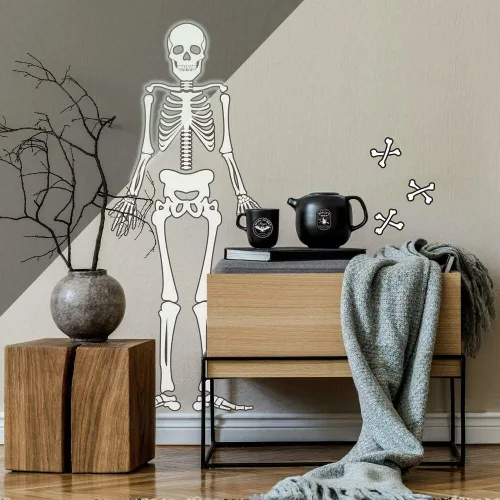 Miniatura 2 de RoomMates RMK4689GM - Calcomanías de pared gigantes de esqueleto de Halloween que brillan en la oscuridad