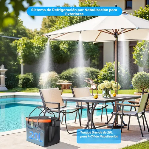 Miniatura 2 de Ausic Sistemas de nebulización portátiles, juego de rociadores de refrigeración de agua para exteriores con bomba de agua de 6000 mAh, cubo de 20 L