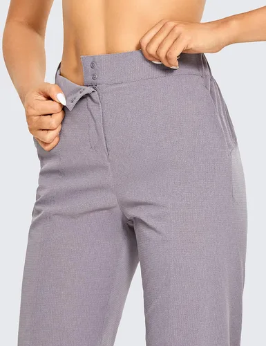 Miniatura 3 de CRZ YOGA Pantalones de entrenamiento ligeros y transpirables para mujer, con cremallera, cintura alta, elásticos con cierre de botón