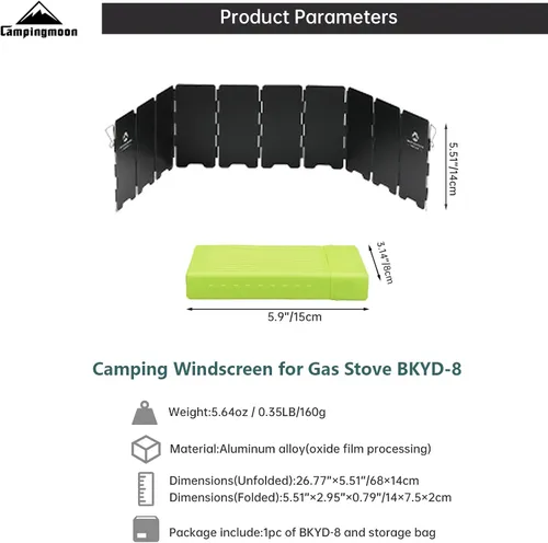 Miniatura 9 de Campingmoon - Estufa de campamento con 10 placas de aleación de aluminio plegable para estufa de campamento, bloqueador de viento para estufa de gas