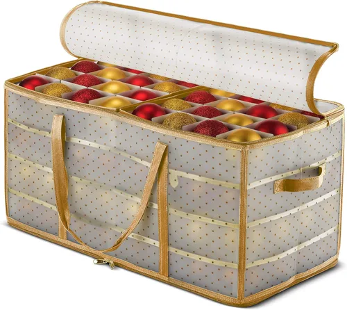 Miniatura 13 de ZOBER Caja de almacenamiento de plástico para adornos de Navidad, almacena 128 adornos de 3 pulgadas con bandejas individuales, caja de Verde