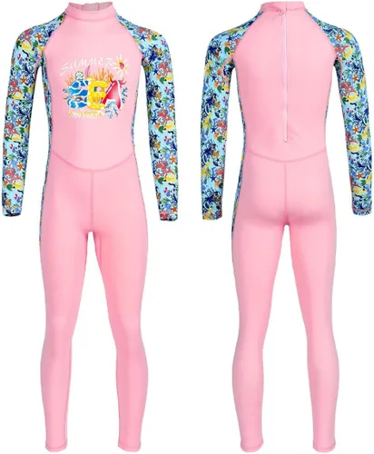 Miniatura 6 de Traje de baño de cuerpo completo de una pieza de manga larga para niños, traje de baño de protección solar para niños y niñas