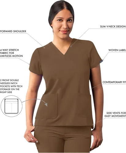 Miniatura 3 de Adar Addition - Ropa quirúrgica para mujer, moderna camiseta médica con cuello en V