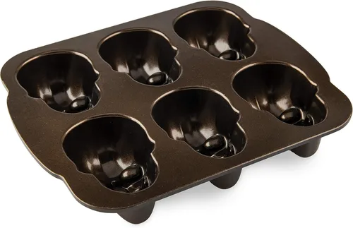 Miniatura 7 de Nordic Ware Utensilios para hornear de Halloween, molde para torta de calavera embrujada, bronce